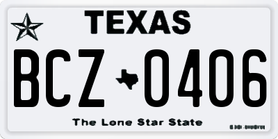 TX license plate BCZ0406