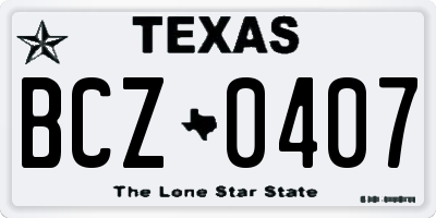 TX license plate BCZ0407