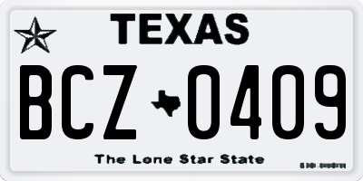TX license plate BCZ0409