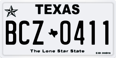 TX license plate BCZ0411