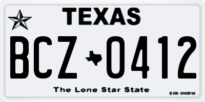 TX license plate BCZ0412