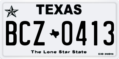TX license plate BCZ0413