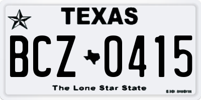 TX license plate BCZ0415