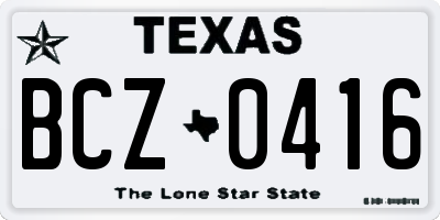 TX license plate BCZ0416