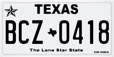 TX license plate BCZ0418