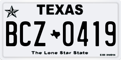TX license plate BCZ0419