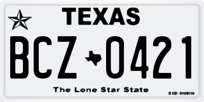 TX license plate BCZ0421