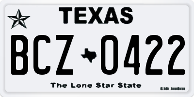 TX license plate BCZ0422