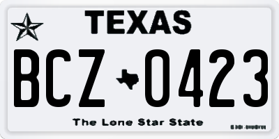 TX license plate BCZ0423
