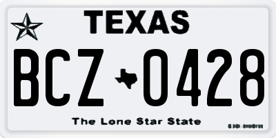 TX license plate BCZ0428