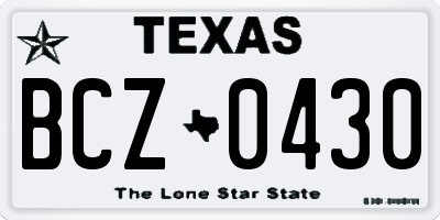TX license plate BCZ0430