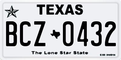 TX license plate BCZ0432