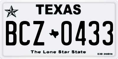 TX license plate BCZ0433