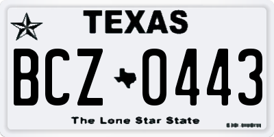 TX license plate BCZ0443