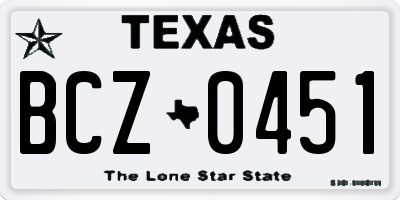 TX license plate BCZ0451