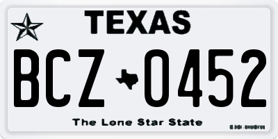 TX license plate BCZ0452
