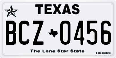 TX license plate BCZ0456