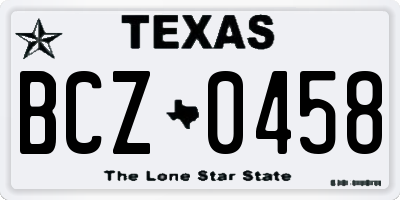 TX license plate BCZ0458