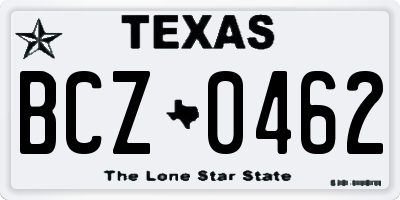 TX license plate BCZ0462