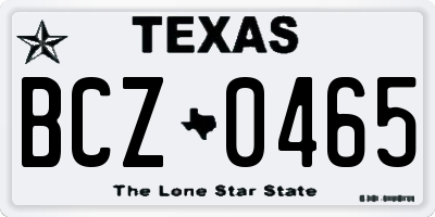 TX license plate BCZ0465