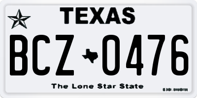 TX license plate BCZ0476