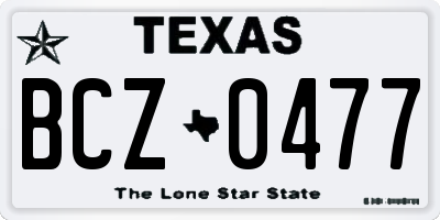 TX license plate BCZ0477