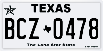 TX license plate BCZ0478
