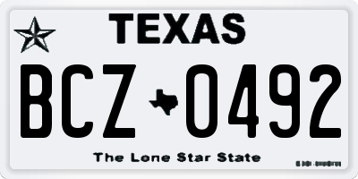 TX license plate BCZ0492