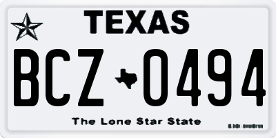 TX license plate BCZ0494