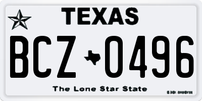 TX license plate BCZ0496