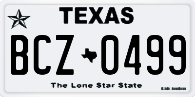 TX license plate BCZ0499