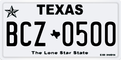 TX license plate BCZ0500