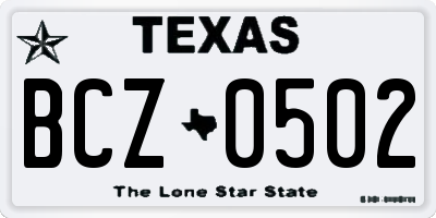 TX license plate BCZ0502
