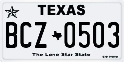 TX license plate BCZ0503