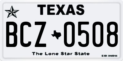 TX license plate BCZ0508
