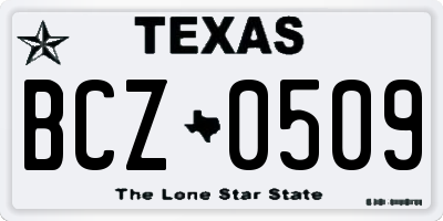 TX license plate BCZ0509