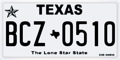 TX license plate BCZ0510