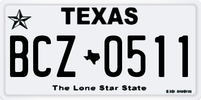 TX license plate BCZ0511