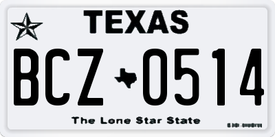TX license plate BCZ0514
