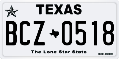 TX license plate BCZ0518