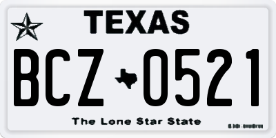 TX license plate BCZ0521