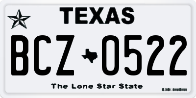 TX license plate BCZ0522