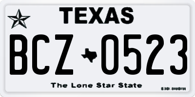 TX license plate BCZ0523