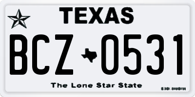 TX license plate BCZ0531