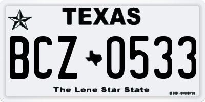 TX license plate BCZ0533