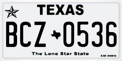 TX license plate BCZ0536
