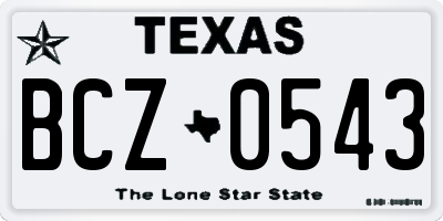 TX license plate BCZ0543