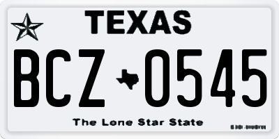 TX license plate BCZ0545