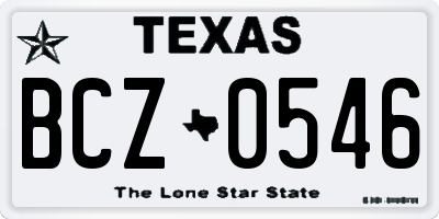 TX license plate BCZ0546