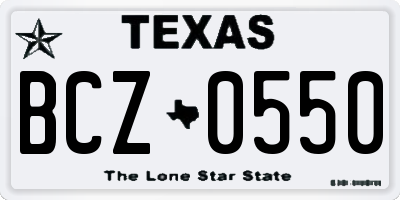 TX license plate BCZ0550
